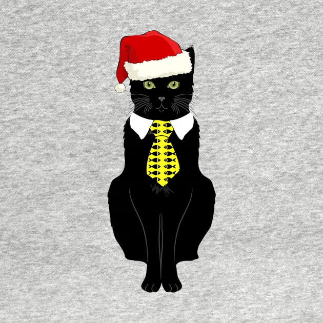 Black Business Cat Kitten with Yellow Tie Santa by Danielsmfbb